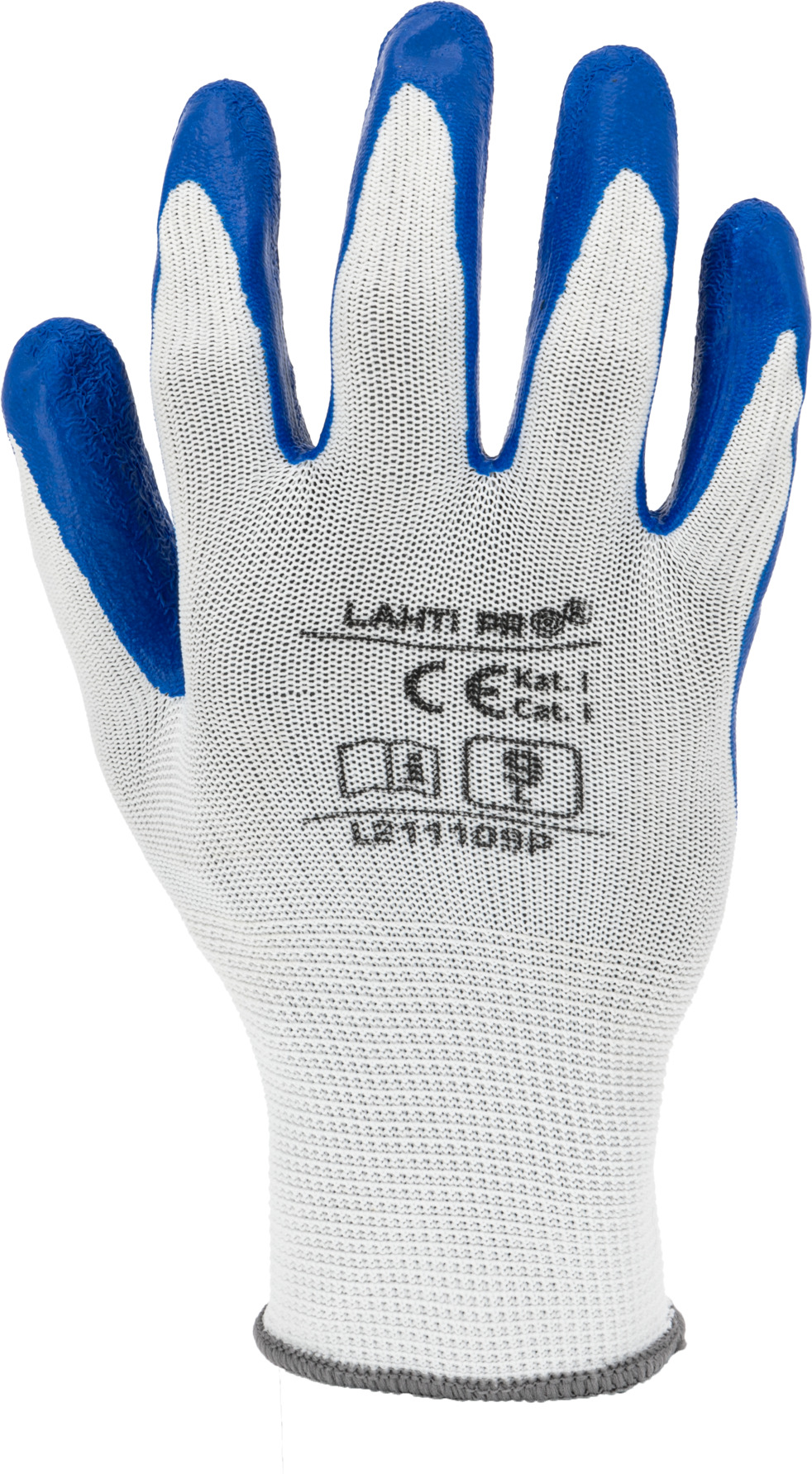 Lahti Pro lateksipinnoitetut suojakäsineet, 12 paria, navy/white