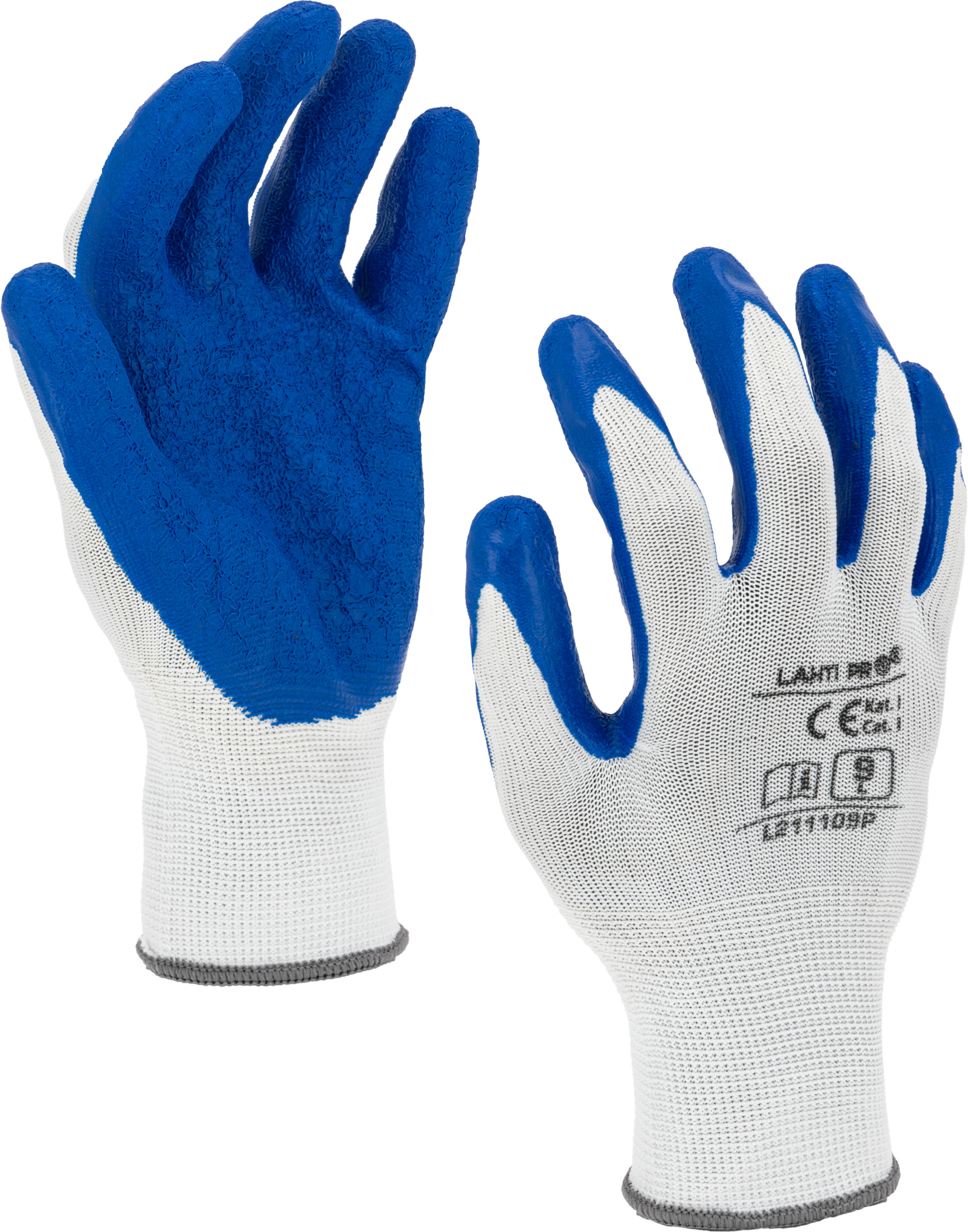 Lahti Pro lateksipinnoitetut suojakäsineet, 12 paria, navy/white