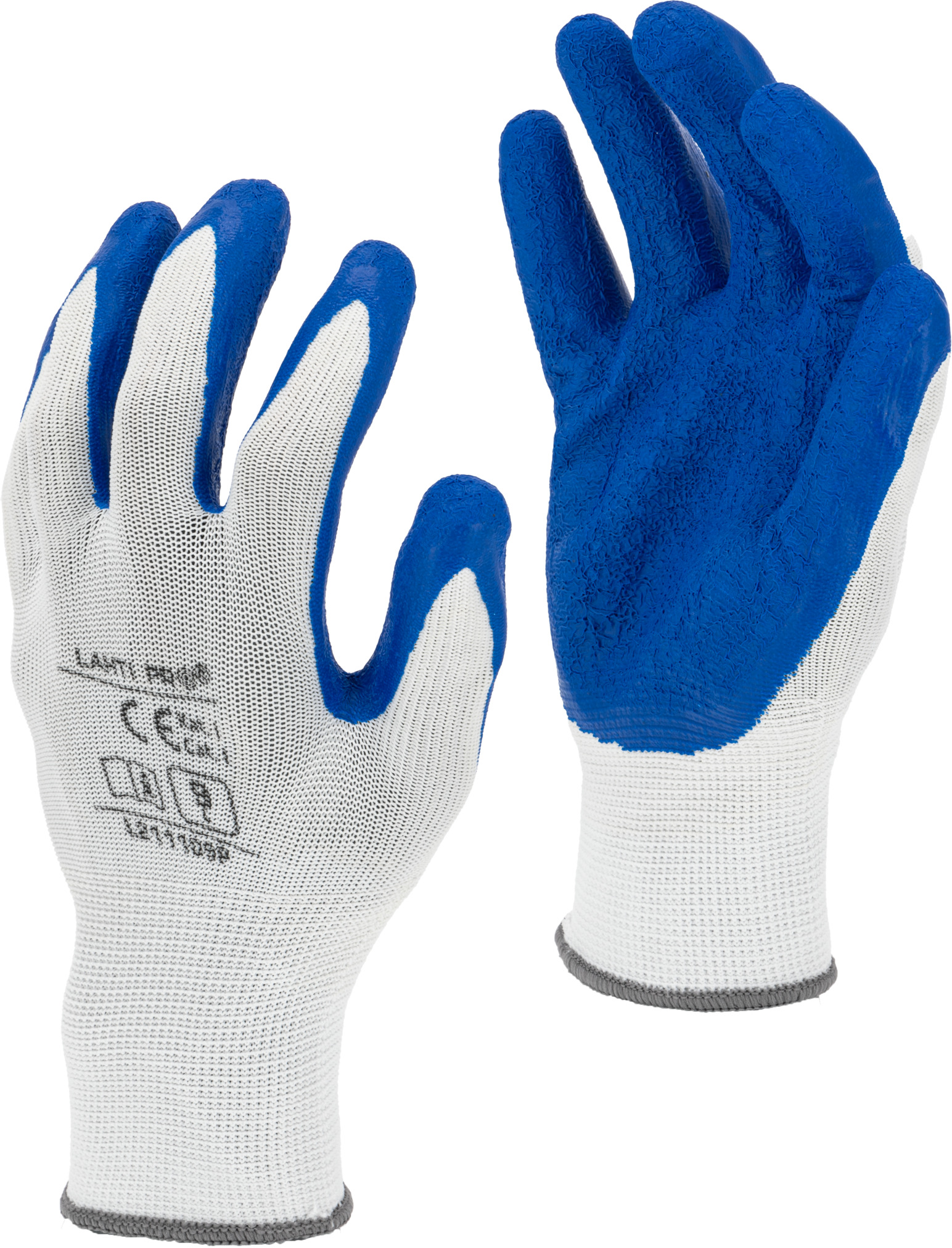 Lahti Pro lateksipinnoitetut suojakäsineet, 12 paria, navy/white